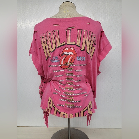 The Rolling Stones Fringe Concert Tee Upcycled - Picture 2 of 10